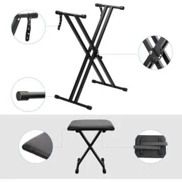 Jdfdexc Adjustable Double-X Keyboard Stand and Bench Set