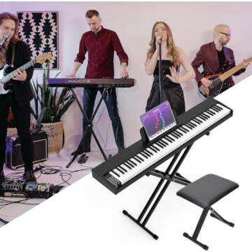 Jdfdexc Adjustable Double-X Keyboard Stand and Bench Set