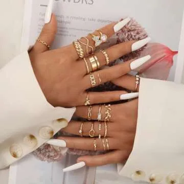 ÌF ME 22 Pcs Gold Vintage Knuckle Rings Set for Women, Boho Dainty Stackable Midi Finger Rings, Sna...