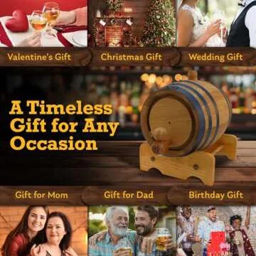 Red Head Barrels - 2 L Premium Distillery-Grade Oak Barrels for Aging Whiskey, Rum, and More, Ideal for Whiskey Barrel or Wine Barrel, American Charred Oak Barrel with 12-Page Cocktail Recipe Booklet