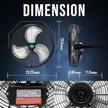 Tornado - 20 Inch High Velocity Industrial Wall Fan - 4750 CFM - 3 Speed - 6 FT Cord - Industrial, C...