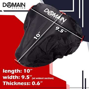 Domain Cycling - Premium Waterproof Bike Seat Cover, (9.5” x 9.5”) – Wide Saddle Cover w/Draws...