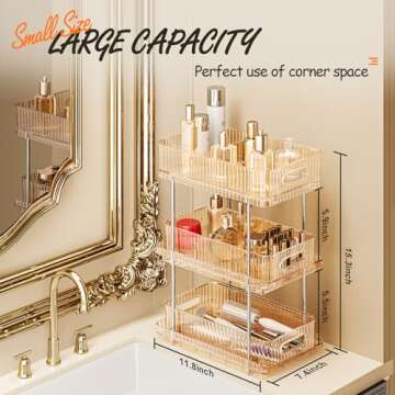 ESTHELLO 3-Tier Bathroom Counter Organizer: Vertical Storage Design for Crowded Counters, Vanity Organizer, Multi-Functional Organization, Rose Gold