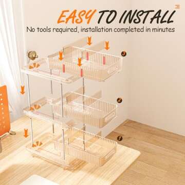 ESTHELLO 3-Tier Bathroom Counter Organizer: Vertical Storage Design for Crowded Counters, Vanity Organizer, Multi-Functional Organization, Rose Gold