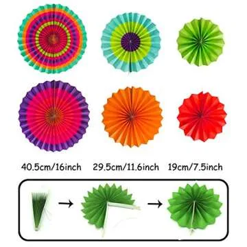 ZERODECO Party Decoration, 21 Pcs Multi-color Hanging Paper Fans, Pom Poms Flowers, Garlands String ...