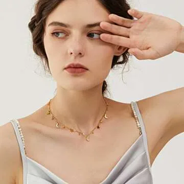 YADUDA Non Tarnish Gold Star Sun Pendant Necklace for Women
