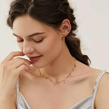 YADUDA Non Tarnish Gold Star Sun Pendant Necklace for Women