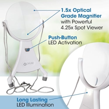 OttLite 4-Inch Magnifier - LED Light & Adjustable Neck Cord