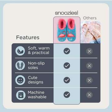 Snoozies Pairable Slipper Socks - Funny House Slippers for Women, Non-Slip Fuzzy Slipper Socks - Flamingo - Large