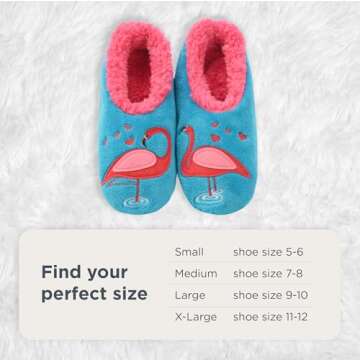 Snoozies Pairable Slipper Socks - Funny House Slippers for Women, Non-Slip Fuzzy Slipper Socks - Flamingo - Large