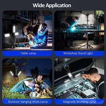 Rechargeable LED Work Light with Stand, 67" Tall Portable Cordless Work Light 3-head, 8AH Battery, 500/1500/2500 Lumen, 4000/6500K Dimmable Camping Light with Detachable Tripod (Carrying Bag Included)