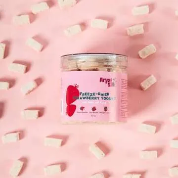 Arya Sit! - Freeze-Dried Single Ingredient Dog Treats (Strawberry Yogurt with Goat Milk)
