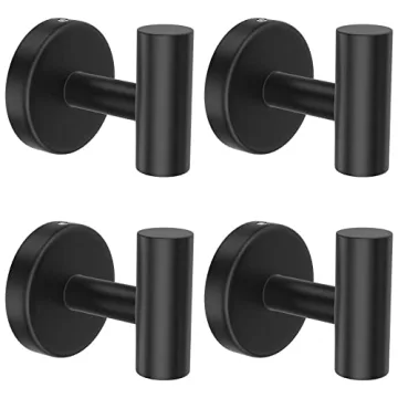 Stusgo 4-Pack Black Towel Hooks, Stylish Stainless Steel Wall Hooks for Home Organization