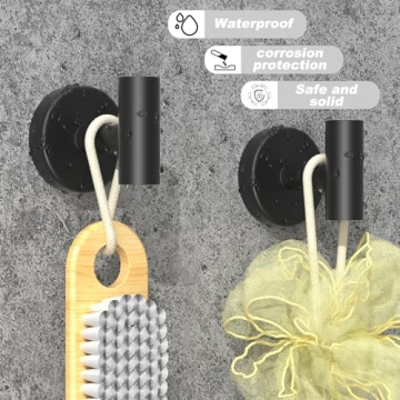 Stusgo 4-Pack Black Towel Hooks for Modern Bathrooms