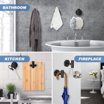 Stusgo 4-Pack Black Towel Hooks for Modern Bathrooms
