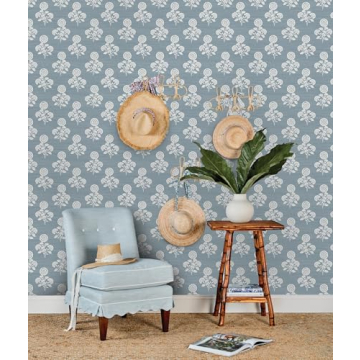 Flourish Blue Floral Peel and Stick Wallpaper for Home Decor