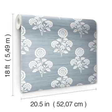 Flourish Blue Floral Peel and Stick Wallpaper for Home Decor