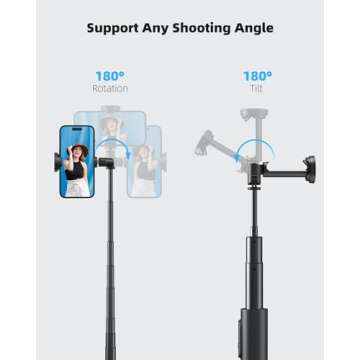 Tripod for iPhone - 64" Selfie Stick & Phone Tripod with Remote, All-in-1 & Travel Tripod Compatible...