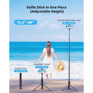 64" Selfie Stick Tripod with Remote for iPhones