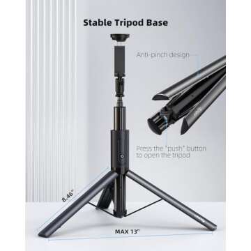64" Selfie Stick Tripod with Remote for iPhones