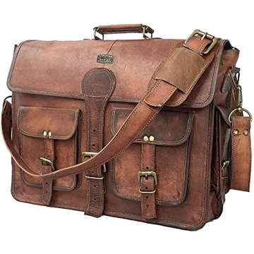 Cuero DHK 16 Inch Vintage Handmade Leather Messenger Bag Laptop Briefcase Computer Satchel Bag for M...