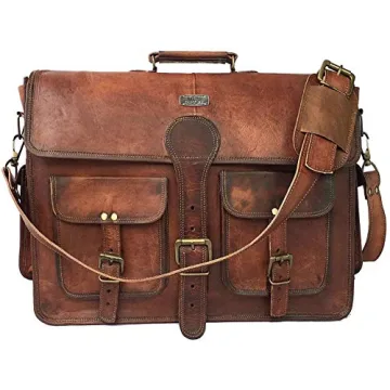 Cuero DHK 16 Inch Vintage Handmade Leather Messenger Bag Laptop Briefcase Computer Satchel Bag for Men & Women (16 Inch Medium)