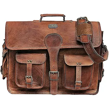 Cuero DHK 16 Inch Vintage Handmade Leather Messenger Bag Laptop Briefcase Computer Satchel Bag for Men & Women (16 Inch Medium)