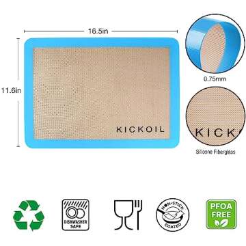 Silicone Baking Mat Large Set 4 Half Sheet-Silicone Bakeware Mat for Oven Reusable Heat Resistant No...