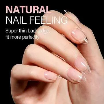 AILLSA Short Almond Nail Tips Soft Gel Pre-Shaped Acrylic Nail Tips Half Matte Full Cover Nail Tips Clear Gelly Press on Flase Nail Tips for Extension Nail Manicure Home DIY 240PCS 15Sizes