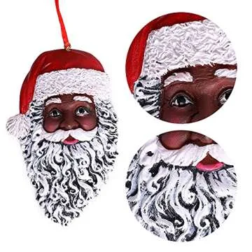 Eoocan African American Black Santa Ornament for Christmas