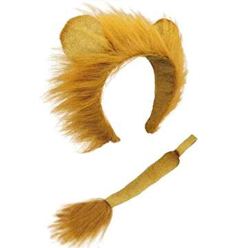 Feacole Lion Ears and Tail Set - Animal Themed Costume Headwear - For Teens - One Size - Dry Clean Only - 100% Polyester - Cosplay Accessories - Lion Cosplay