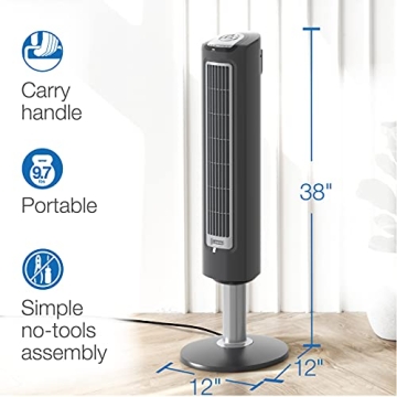 Lasko Wind Tower Fan Remote Control Quiet Speeds Timer