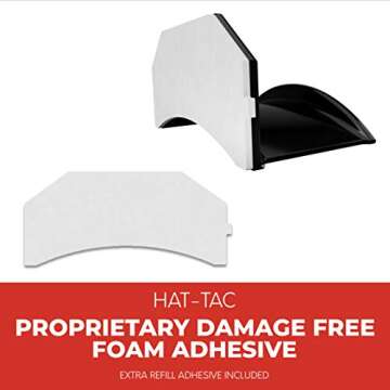 HAT-TAC - Wall Hat Rack Organizer (4-Pack) MADE IN USA Patented Baseball Cap Multi-Purpose Curved Shelf Hanger for Door, Closet, Office, Bedroom, Sturdy Clip Decor Mount System (HT Original Design)