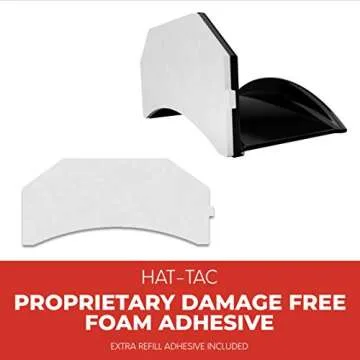 HAT-TAC - Wall Hat Rack Organizer (4-Pack) MADE IN USA Patented Baseball Cap Multi-Purpose Curved Shelf Hanger for Door, Closet, Office, Bedroom, Sturdy Clip Decor Mount System (HT Original Design)