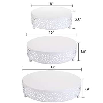 Hedume Set of 3 Cake Stand, Dessert Display Cupcake Stands, Round Metal Cake Stands, Cupcake Pastry Candy Display Plate for Wedding, Event, Birthday Party