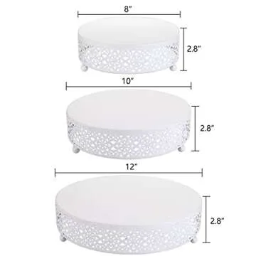 Hedume Set of 3 Cake Stand, Dessert Display Cupcake Stands, Round Metal Cake Stands, Cupcake Pastry Candy Display Plate for Wedding, Event, Birthday Party