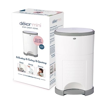Dekor Mini Hands-Free Diaper Pail Odor-Free Easy Use