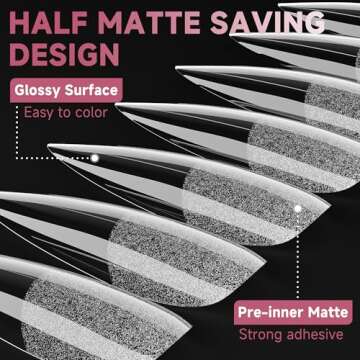 UNA GELLA Long Stiletto Gel Nail Tips Full Cover 312pcs Half Matte Stiletto Gel Tips x Press On Nails for Faster Gelly Nail Extension, Clear False Fake Acrylic Nails 12 Sizes for Her