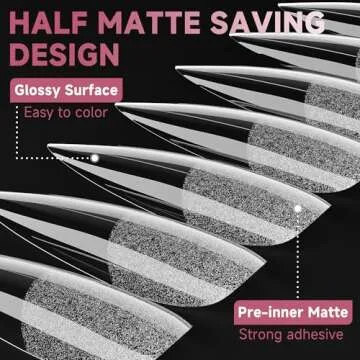 UNA GELLA Long Stiletto Gel Nail Tips Full Cover 312pcs Half Matte Stiletto Gel Tips x Press On Nails for Faster Gelly Nail Extension, Clear False Fake Acrylic Nails 12 Sizes for Her