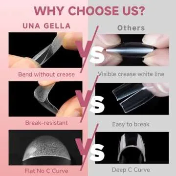 UNA GELLA Long Stiletto Gel Nail Tips Full Cover 312pcs Half Matte Stiletto Gel Tips x Press On Nails for Faster Gelly Nail Extension, Clear False Fake Acrylic Nails 12 Sizes for Her