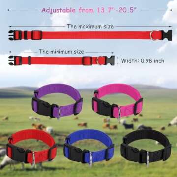 GINDOOR 5 Pack Goat Collars with Durable Bells for Small Farm Animals