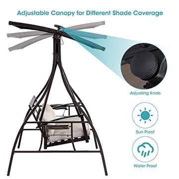 Cozy 2-Seater Outdoor Swing with Solar Lights