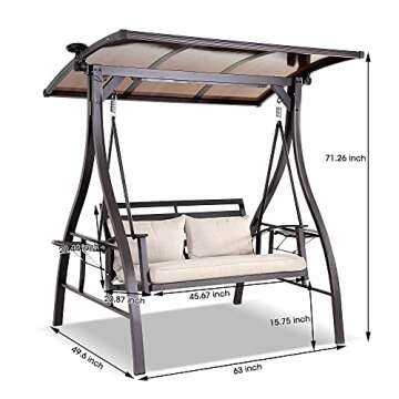 Cozy 2-Seater Outdoor Swing with Solar Lights