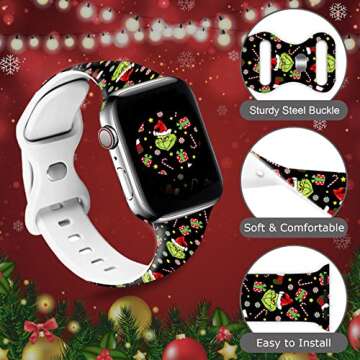 Christmas Holiday Watch Band Compatible with Apple Watch 38mm 40mm 41mm 42mm 44mm 45mm Holiday Watch...