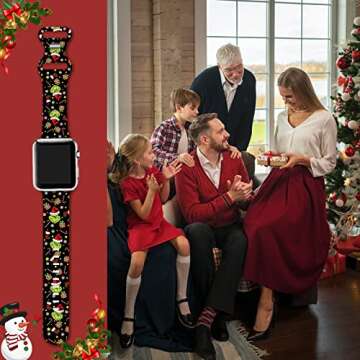 Christmas Holiday Watch Band Compatible with Apple Watch 38mm 40mm 41mm 42mm 44mm 45mm Holiday Watch Bands Silicone Sport Strap Merry Christmas Gifts for Women Men（42mm/44mm/45mm）