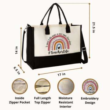 THEBUSSA Teacher Appreciation Gifts - Embroidery Tote Bag for Women