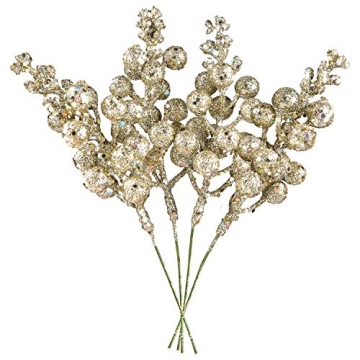 14 Pack Glitter Berry Stems for Festive Christmas Decor