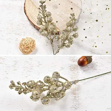 Glitter Berry Stems Christmas Decor DIY Crafts