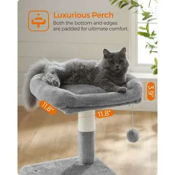 FEANDREA Cat Tree with Cave & Lounger – Light Gray