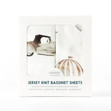 GRSSDER Soft Fitted Bassinet Sheet Set for Newborns